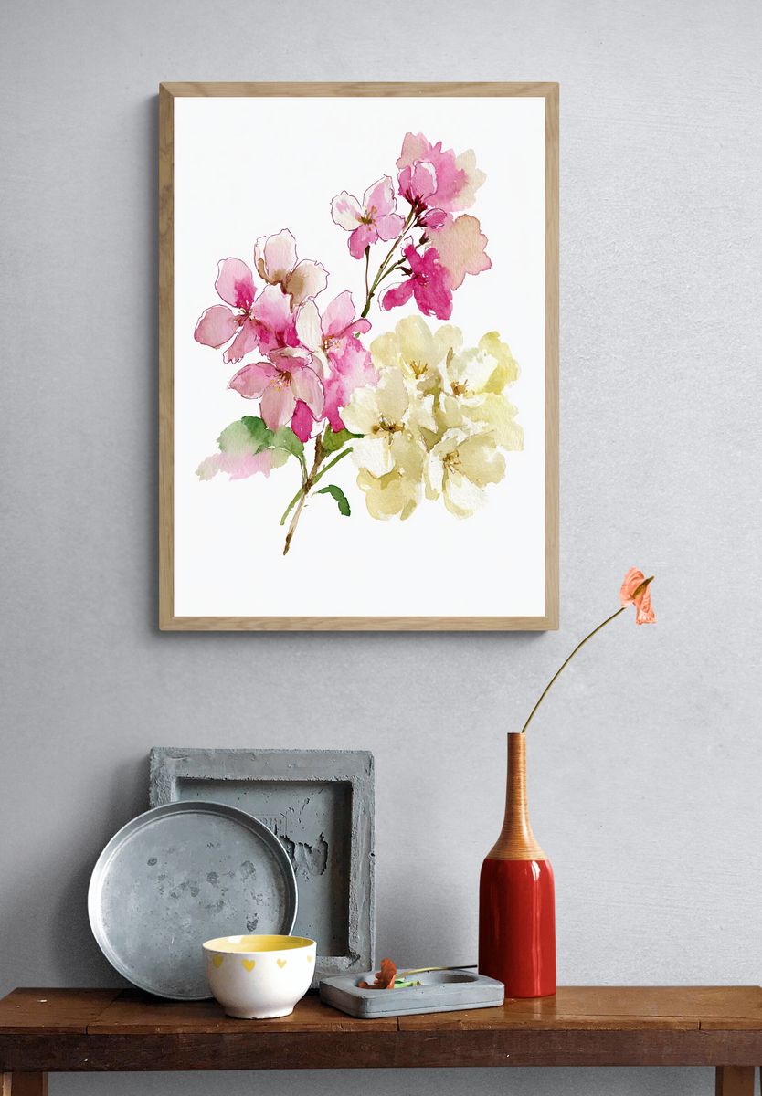 Cherry Blossom Watercolor Poster. — room view 3