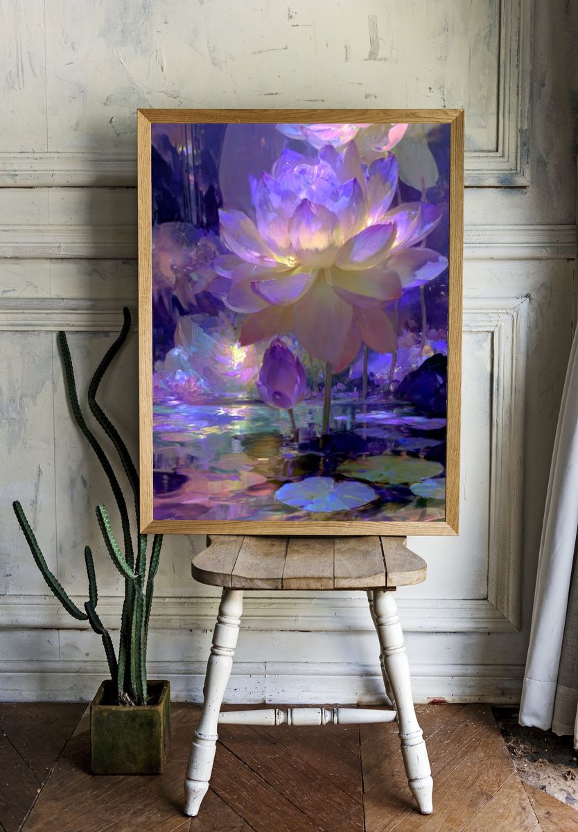 Luminous Lotus Bloom Print. — room view 1