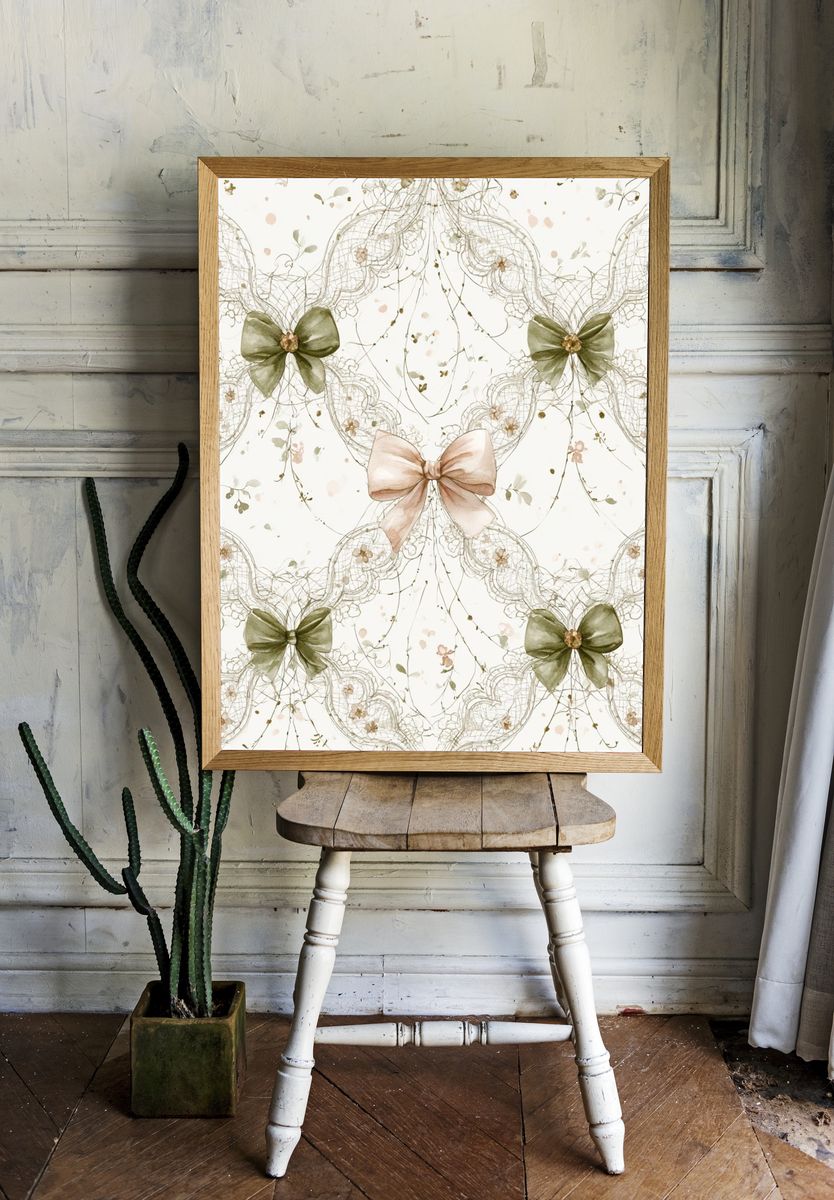 Lace Bow Botanical Print. — room view 1