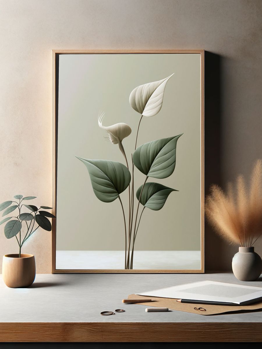 Minimalist Botanical Leaves Poster. — room view 2
