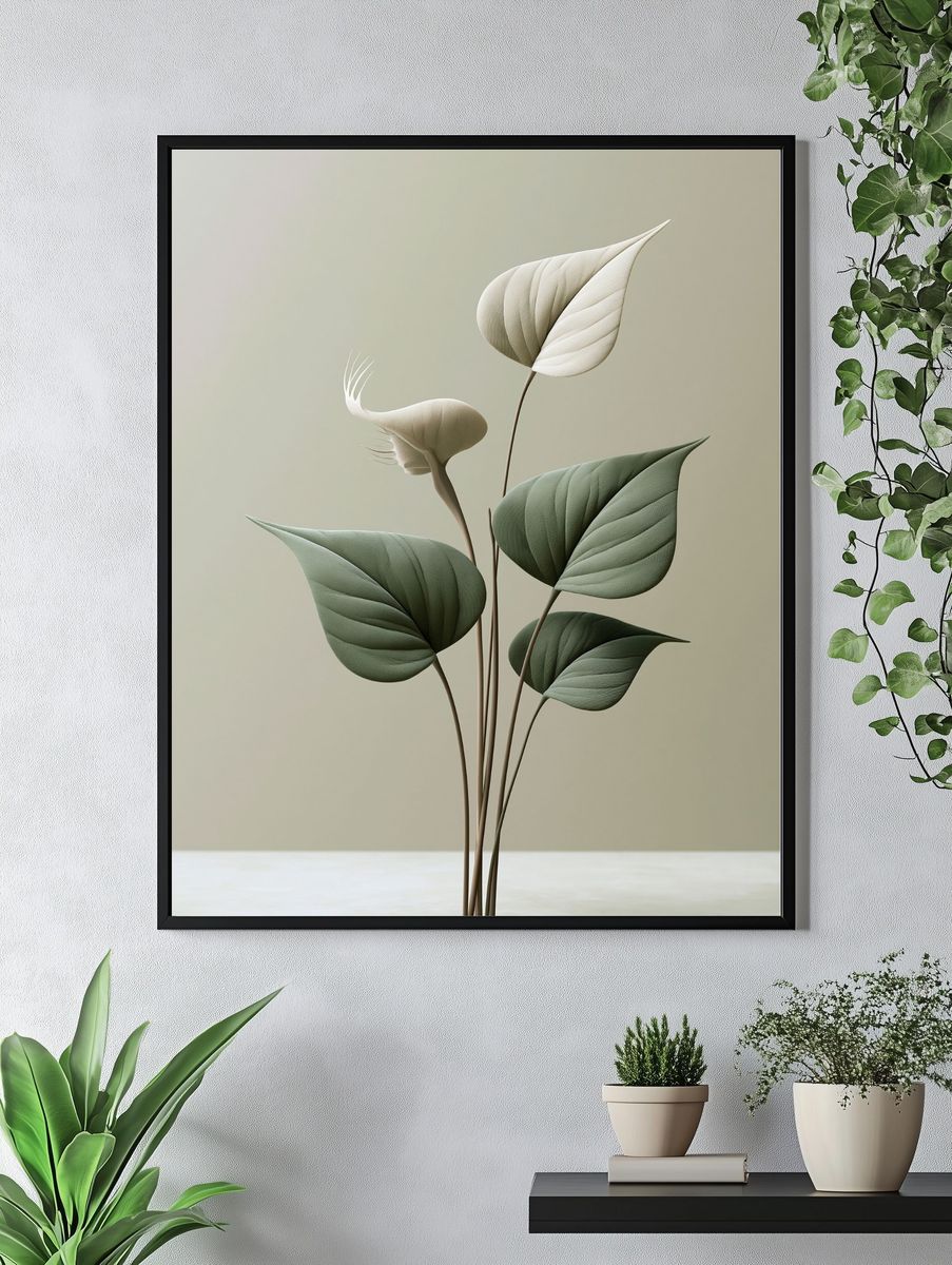 Minimalist Botanical Leaves Poster. — room view 4