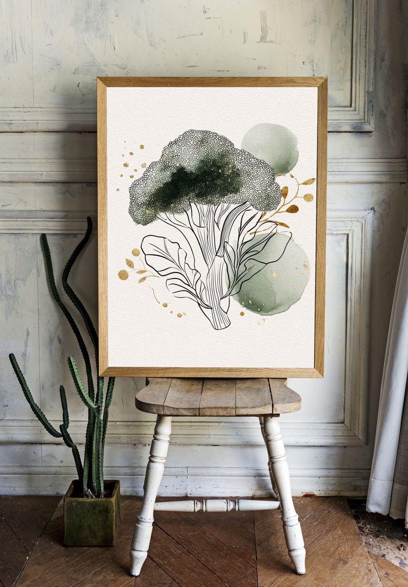 Broccoli Botanical Illustration Poster room preview