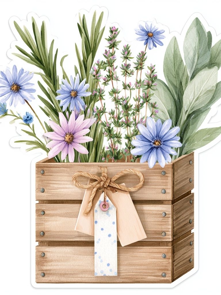 Wildflower Crate Watercolor Poster. poster — botanical art