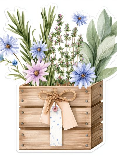 Wildflower Crate Watercolor Poster. poster