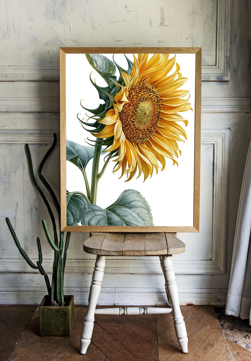 Sunflower Botanical Illustration Poster. room preview