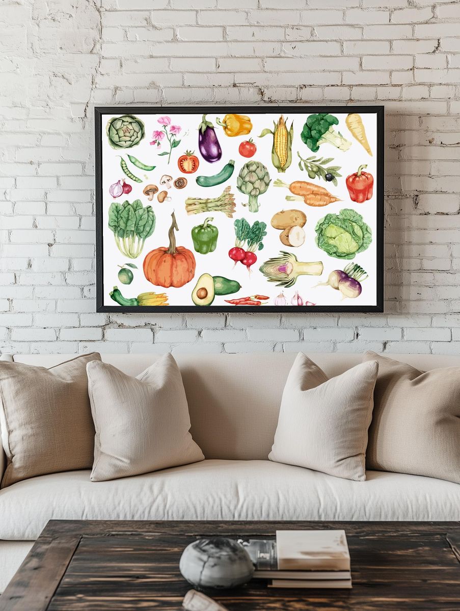 Collection of colorful vegetable illustration. — room view 1