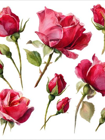 Pink Rose Bouquet Watercolor Print.