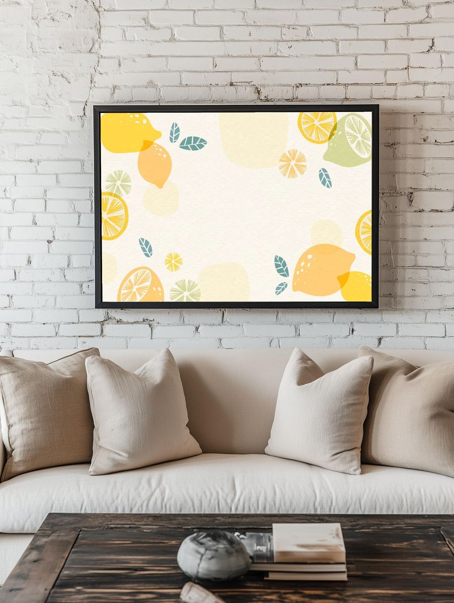 Lemon patterned background design space. room preview