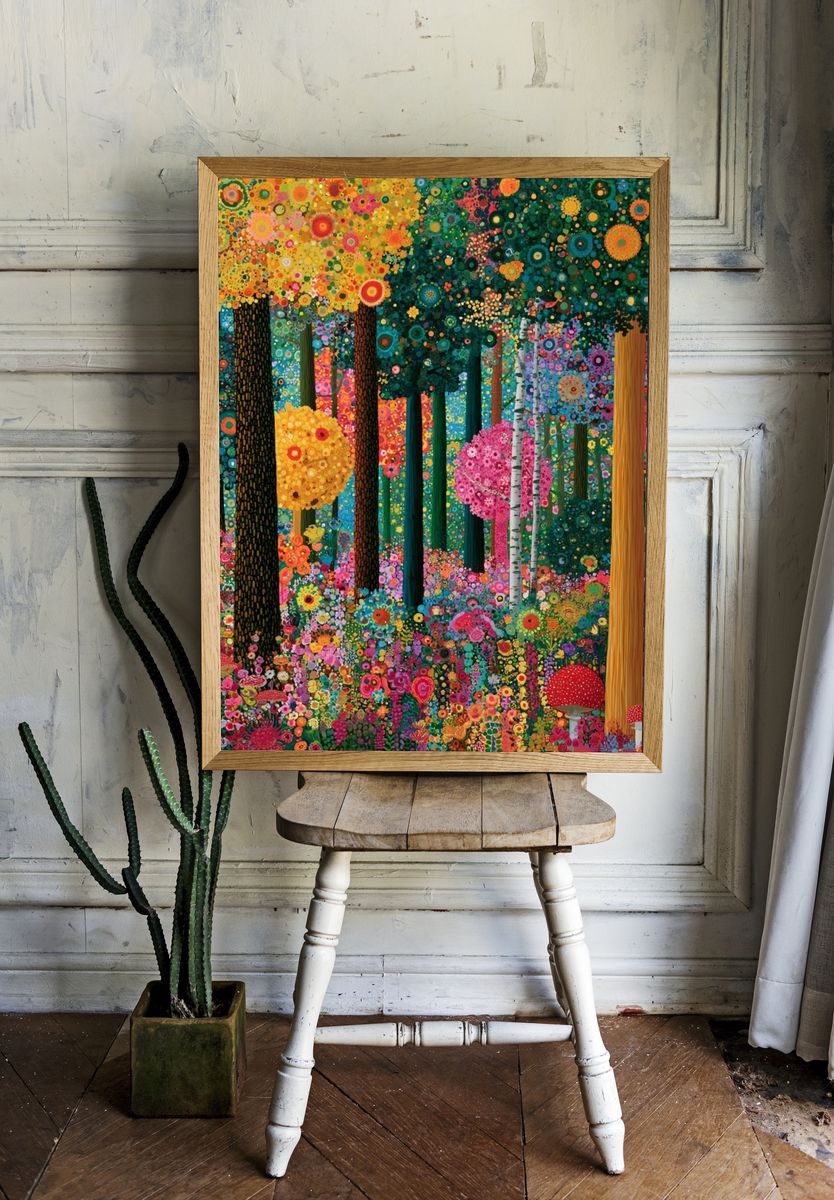 Enchanted Floral Forest Print. — room view 1