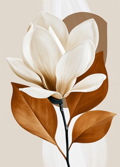 Abstract Magnolia Botanical Print.