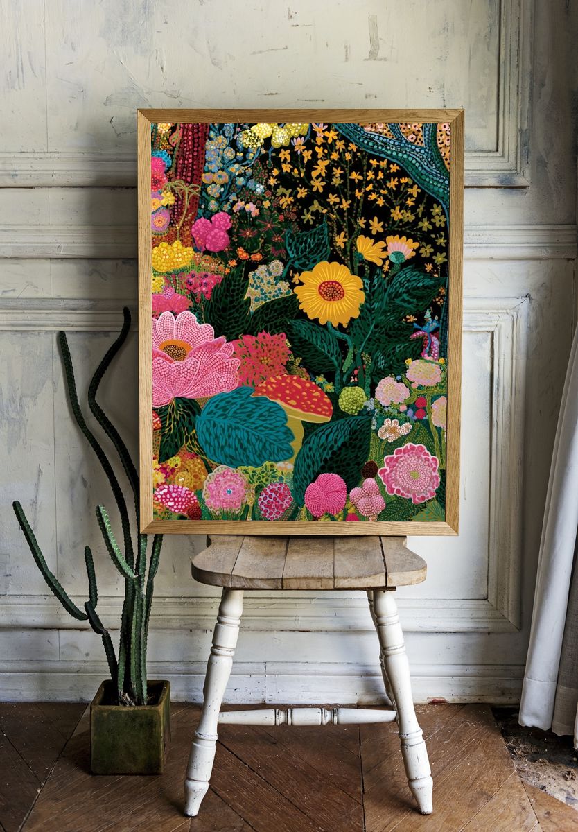 Tropical Floral Garden Illustration Poster. room preview