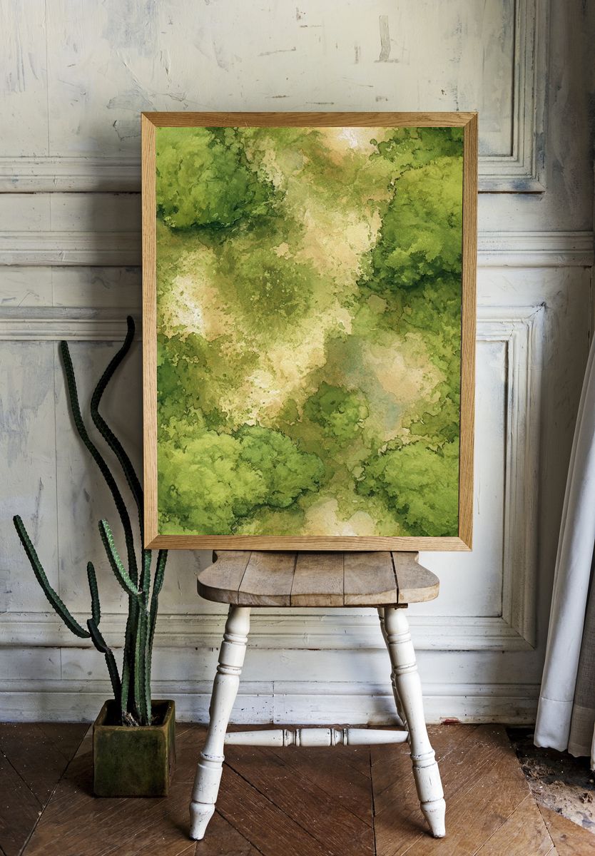 Verdant Canopy Watercolor Print. — room view 1