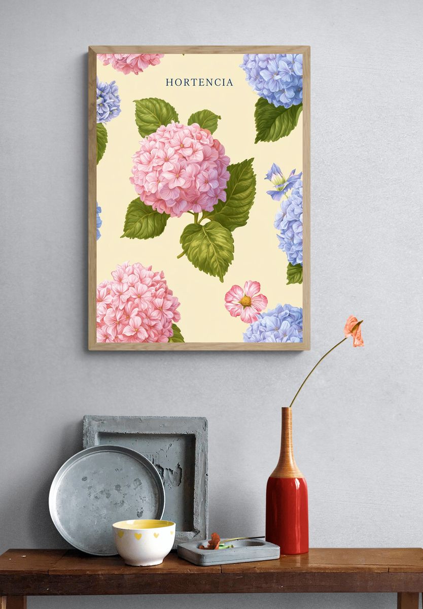 Hydrangea Botanical Poster. — room view 3