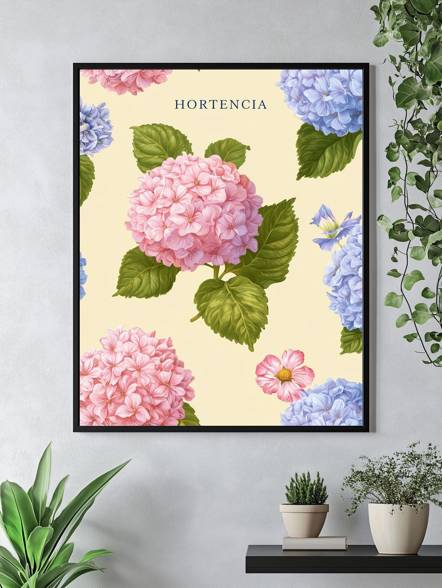 Hydrangea Botanical Poster. — room view 4