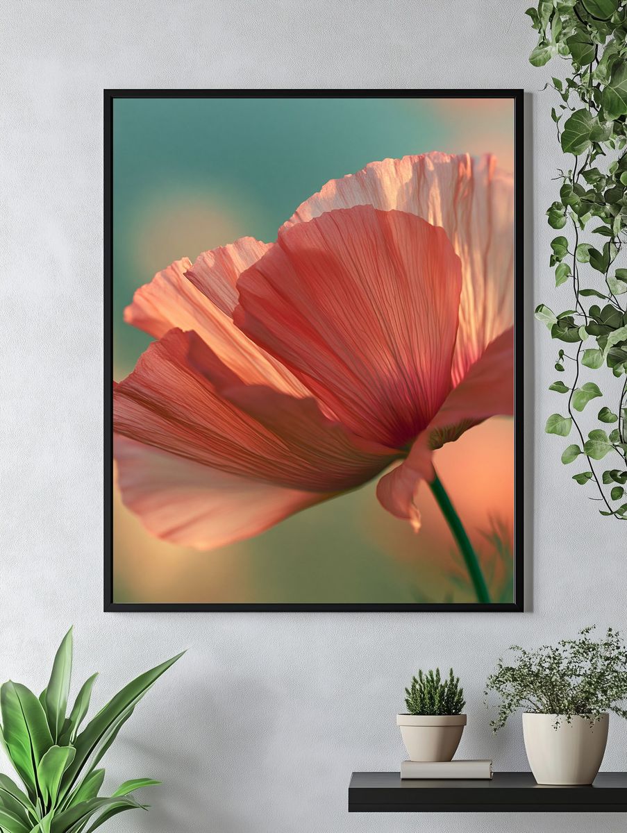 Pink Poppy Bloom Photography Poster. — room view 4