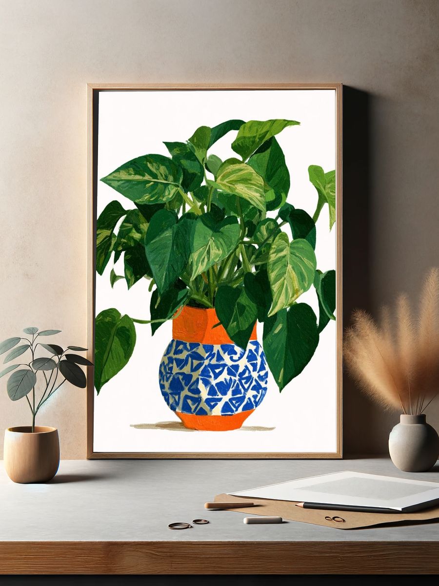 Potted Philodendron Botanical Print. — room view 2