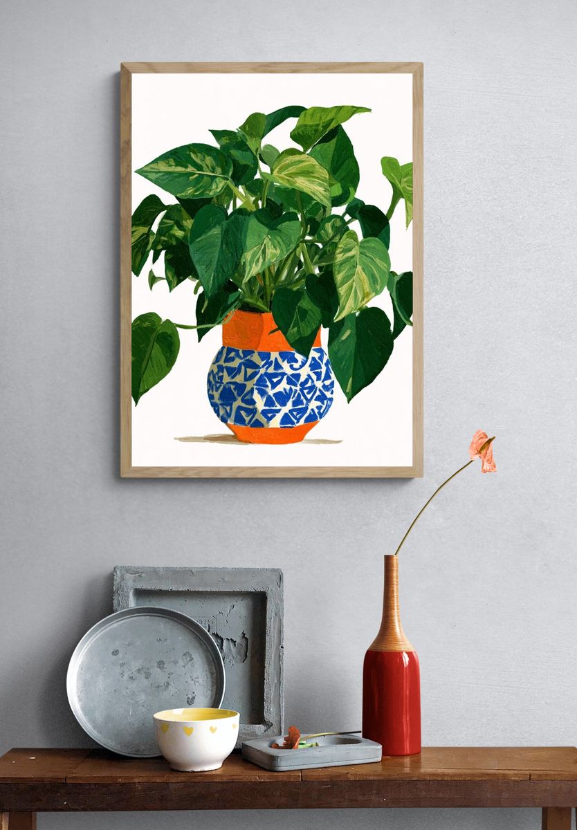 Potted Philodendron Botanical Print. — room view 3
