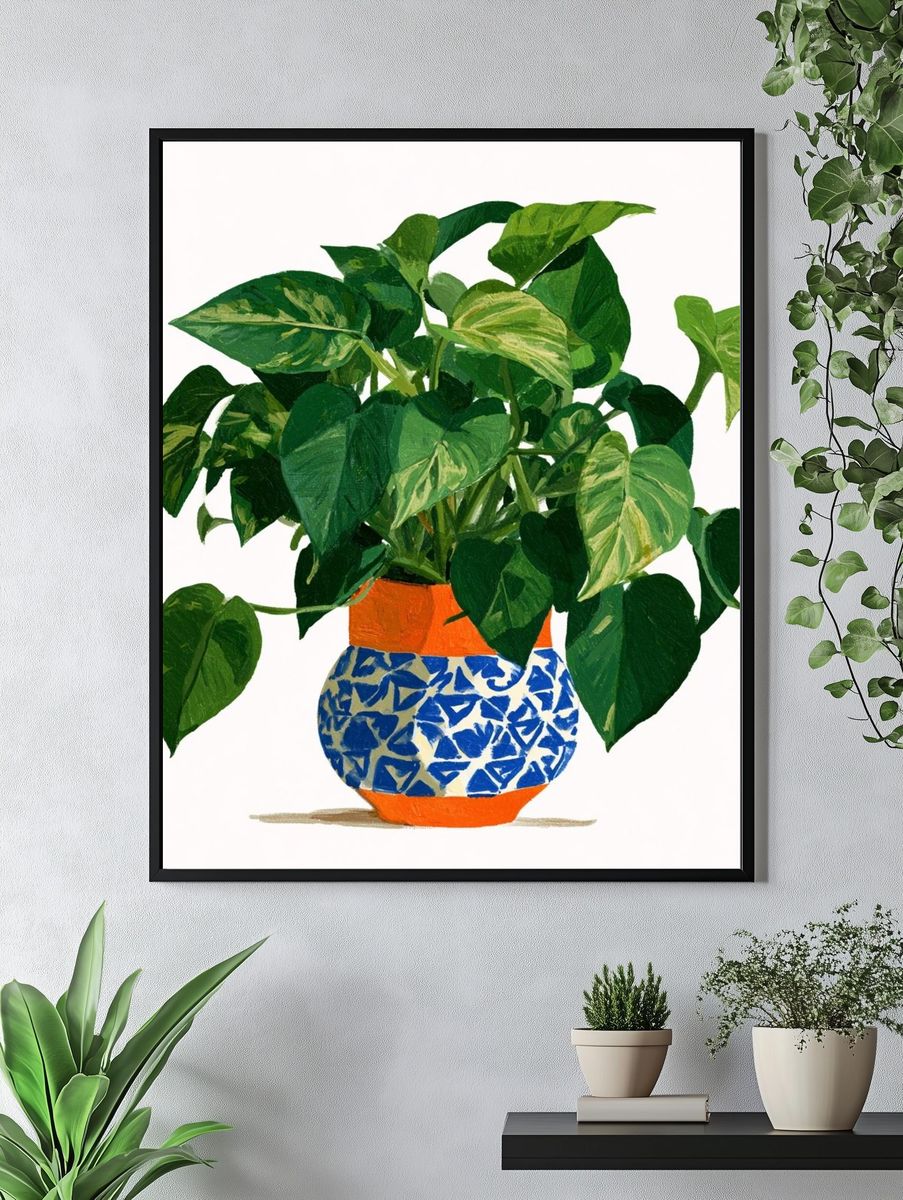 Potted Philodendron Botanical Print. — room view 4