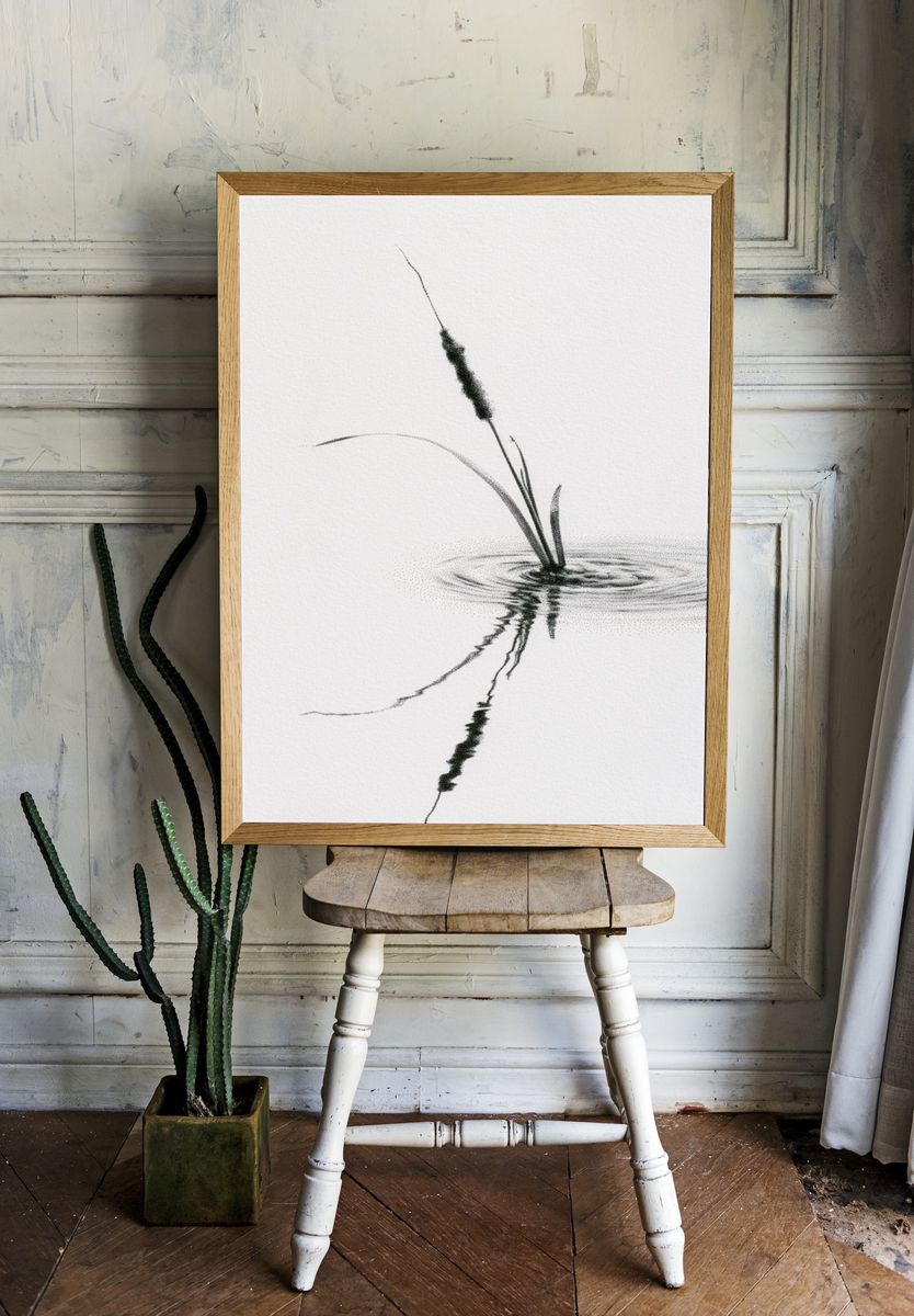 Ink Reed Reflection Print. — room view 1
