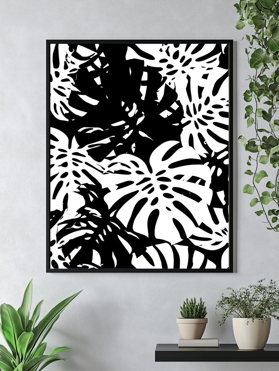 Monstera Leaf Pattern Print. — room view 4