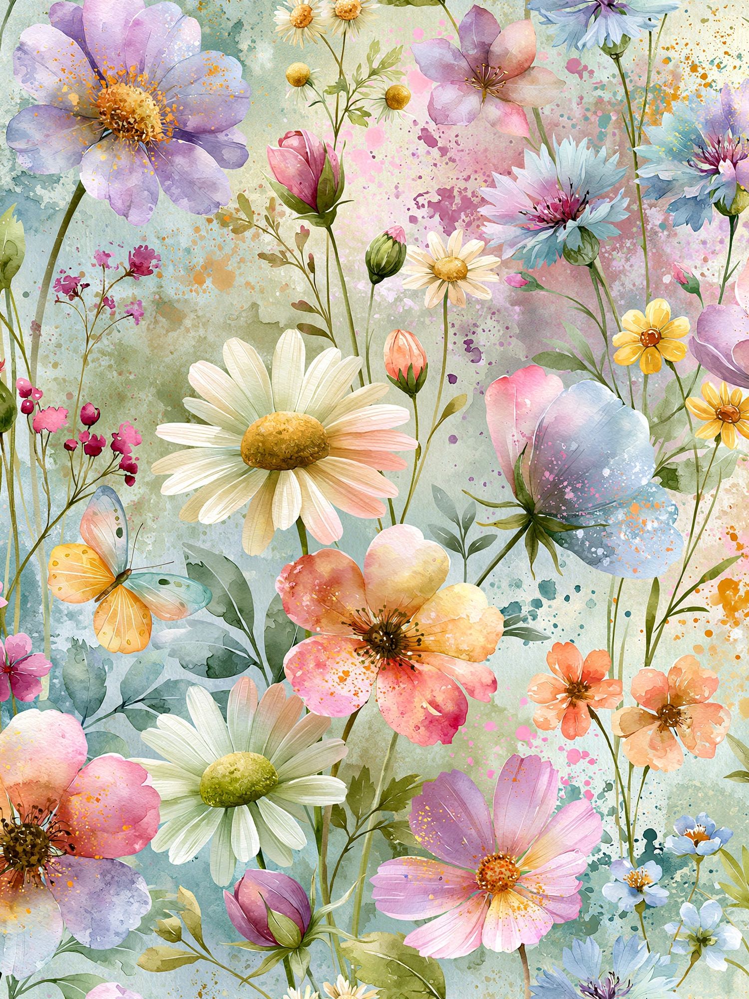 Pastel Wildflower Garden Illustration Poster. poster — botanical art