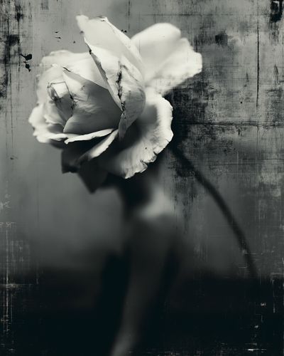 White Rose Black-White Print. poster