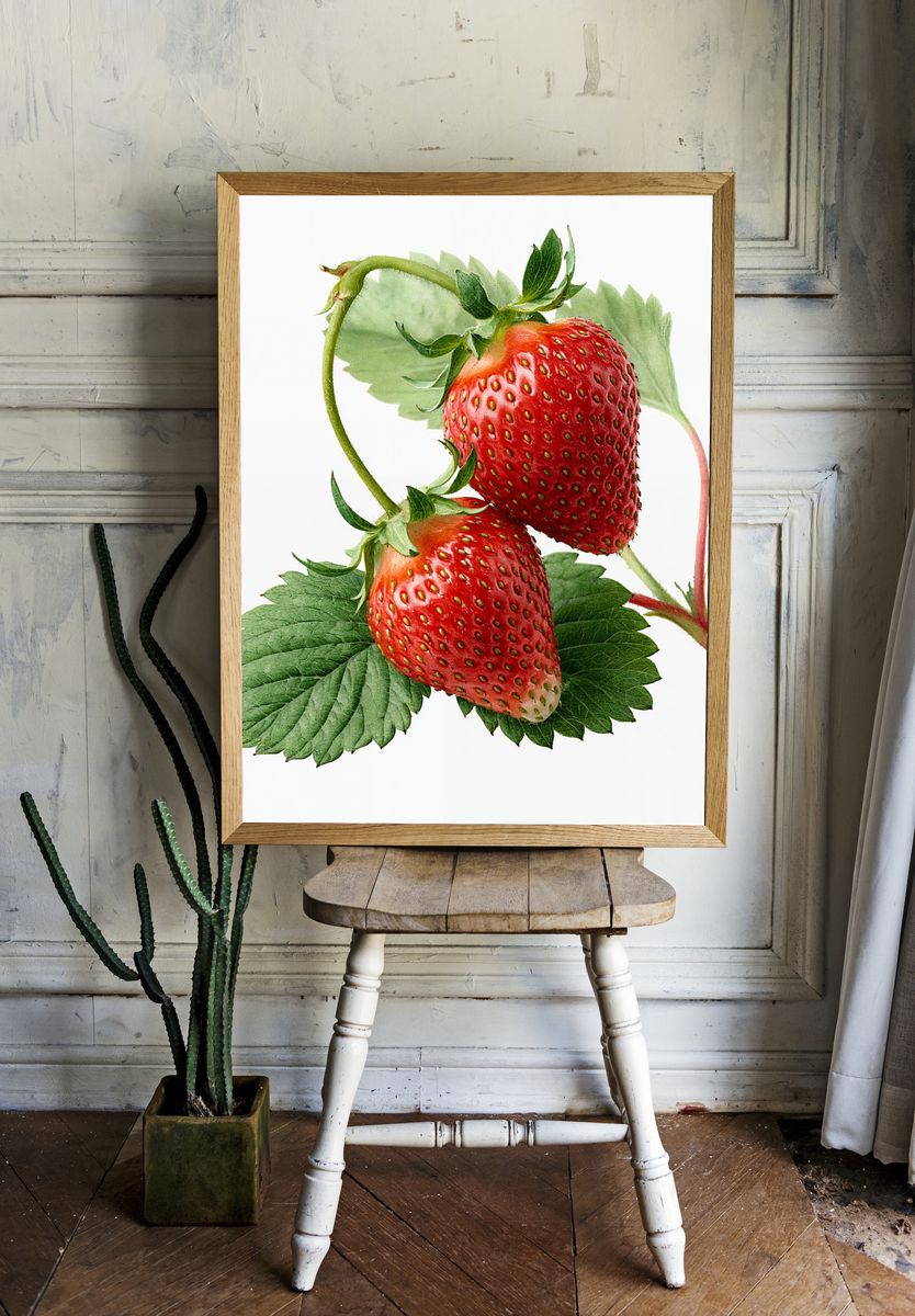 Strawberry Botanical Print. room preview