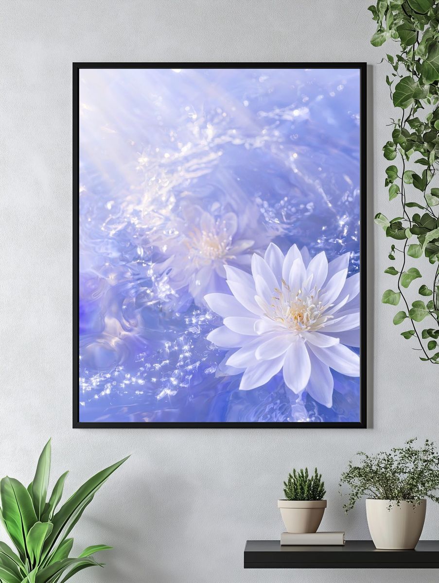 Floating Water Lily Photography Poster. — room view 4