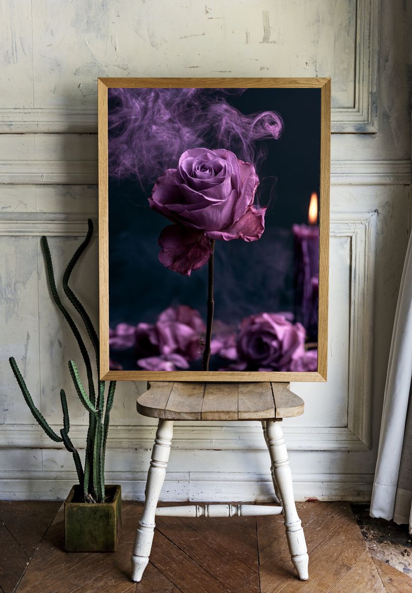 Purple Rose Candlelight Poster. — room view 1