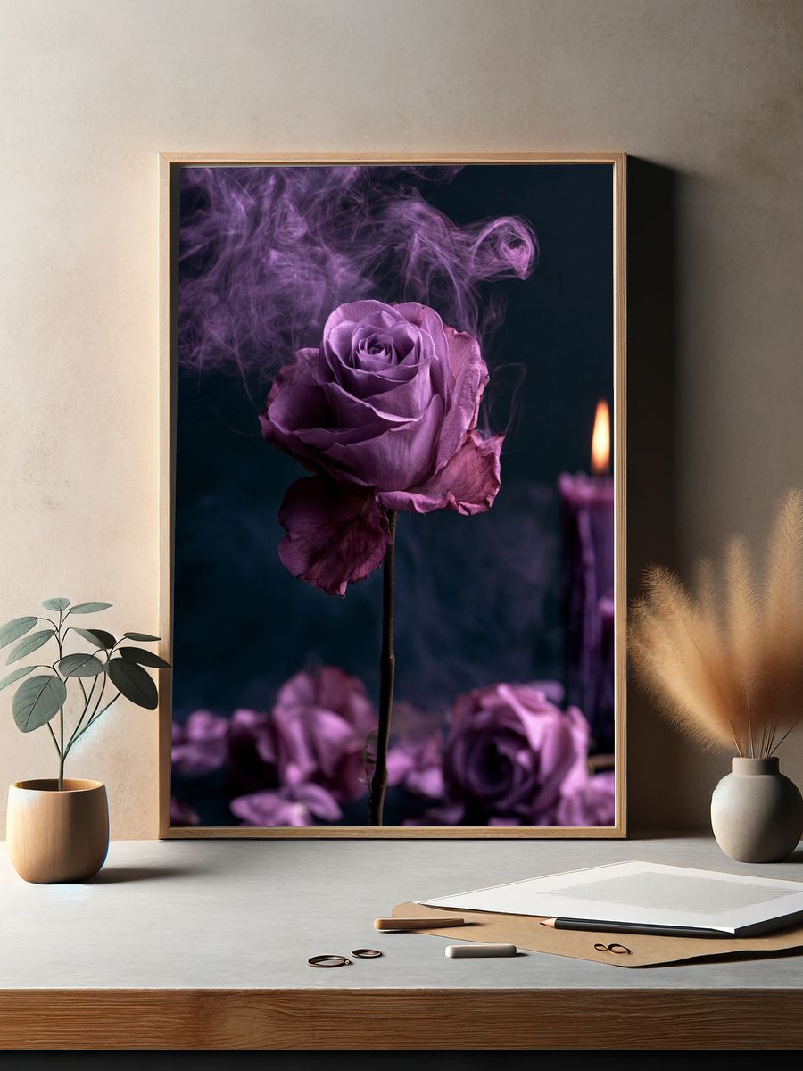 Purple Rose Candlelight Poster. — room view 2