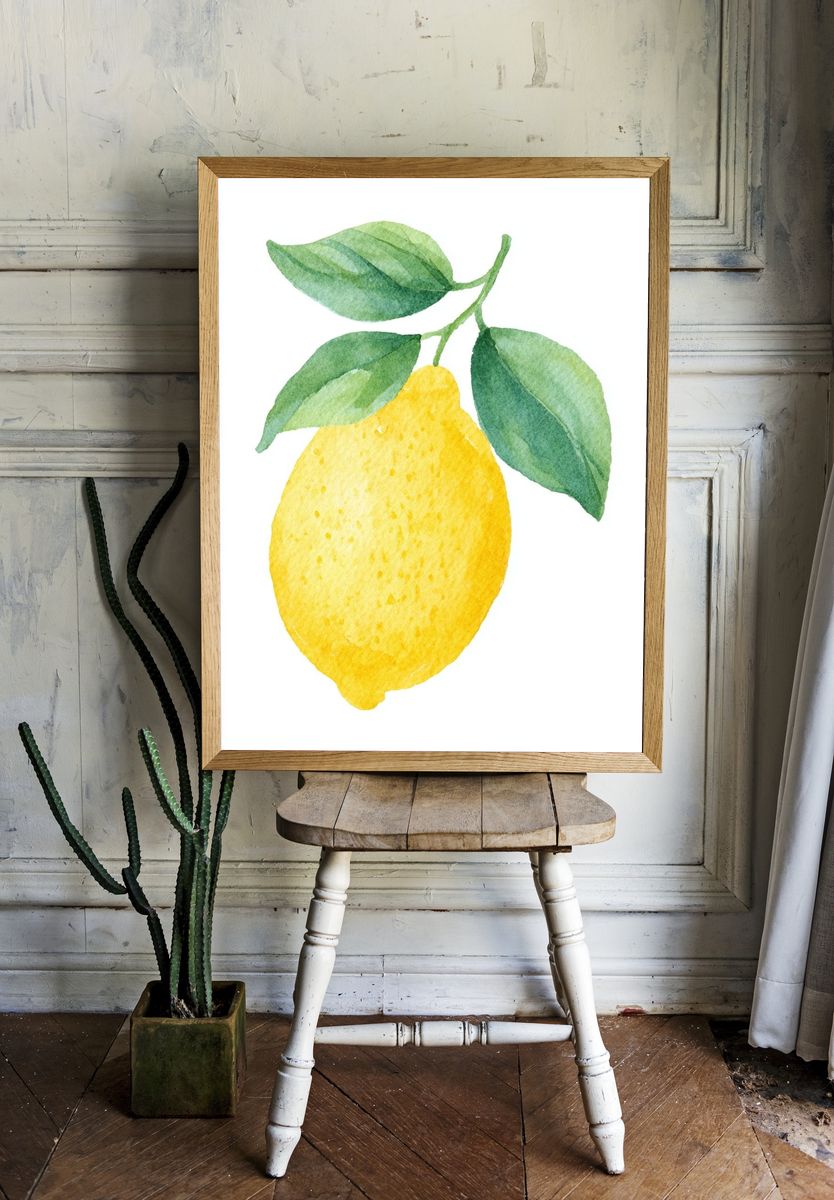 Watercolor Lemon Botanical Print room preview