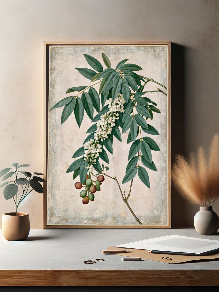 Botanical Branch Study Print. — room view 2