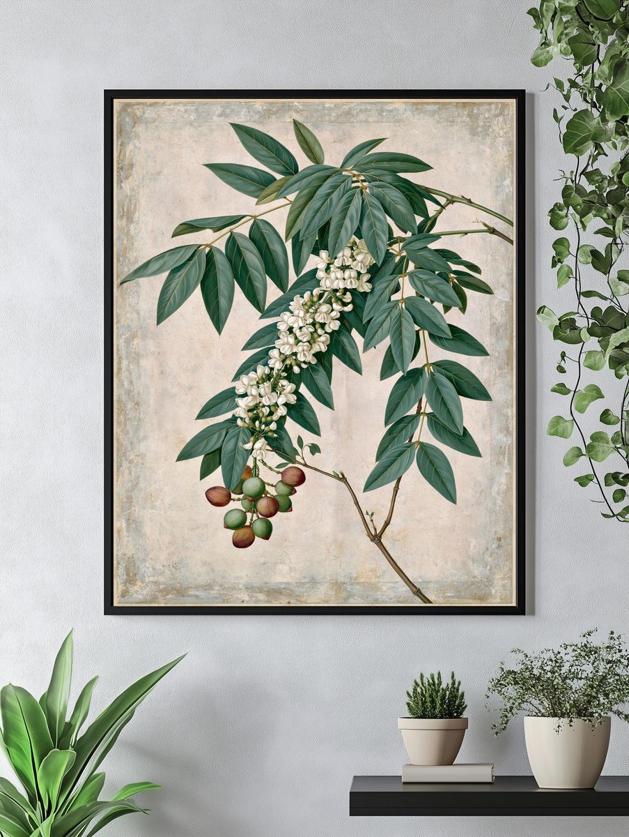 Botanical Branch Study Print. — room view 4