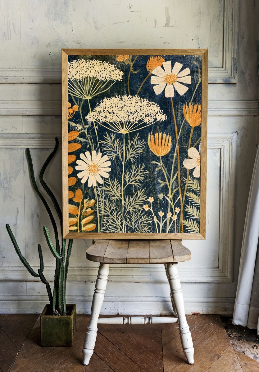 Wildflower Meadow Botanical Print. — room view 1