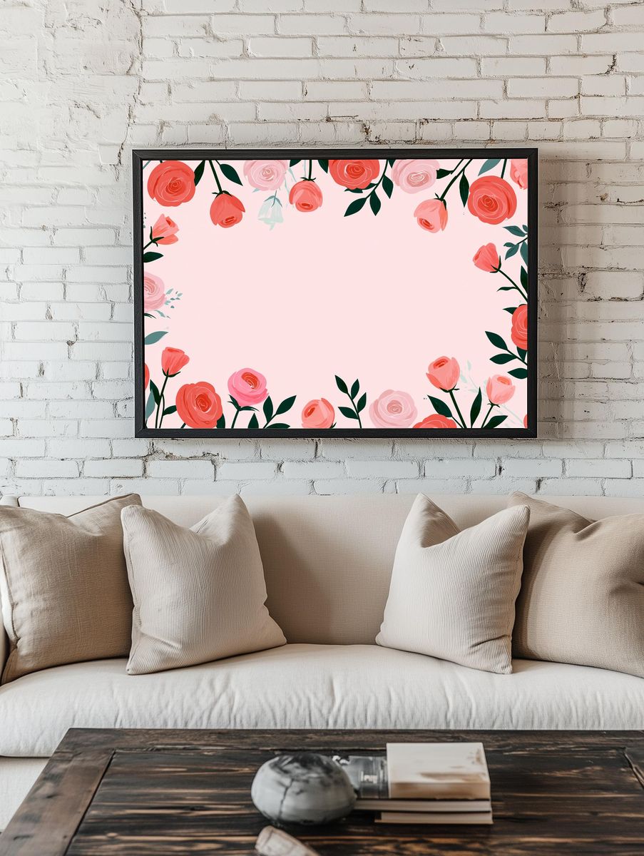 Floral Border Botanical Print. room preview