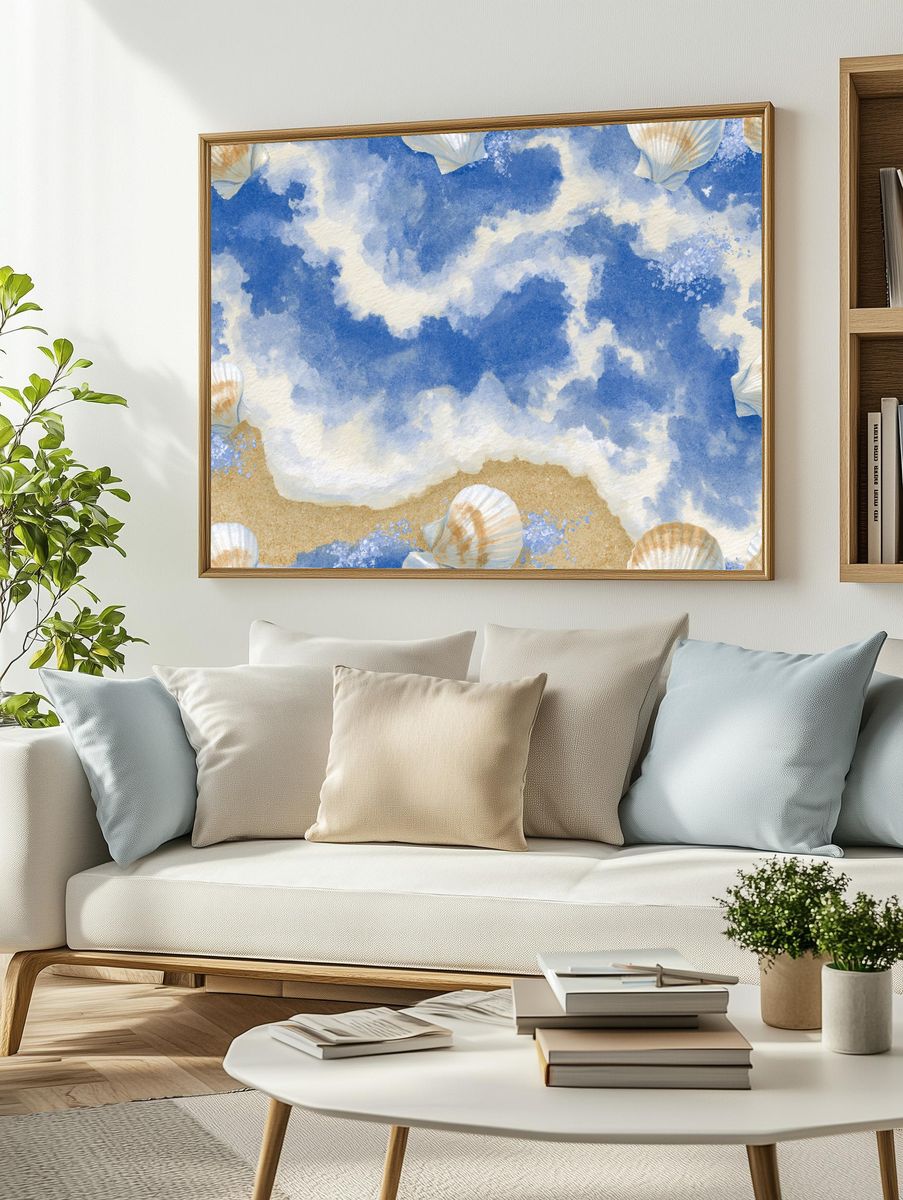 Seashell Sky Watercolor Poster. — room view 2