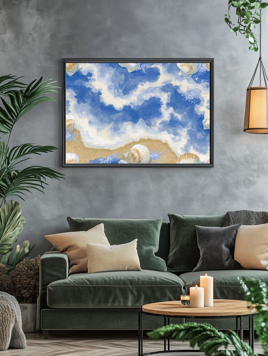 Seashell Sky Watercolor Poster. — room view 4