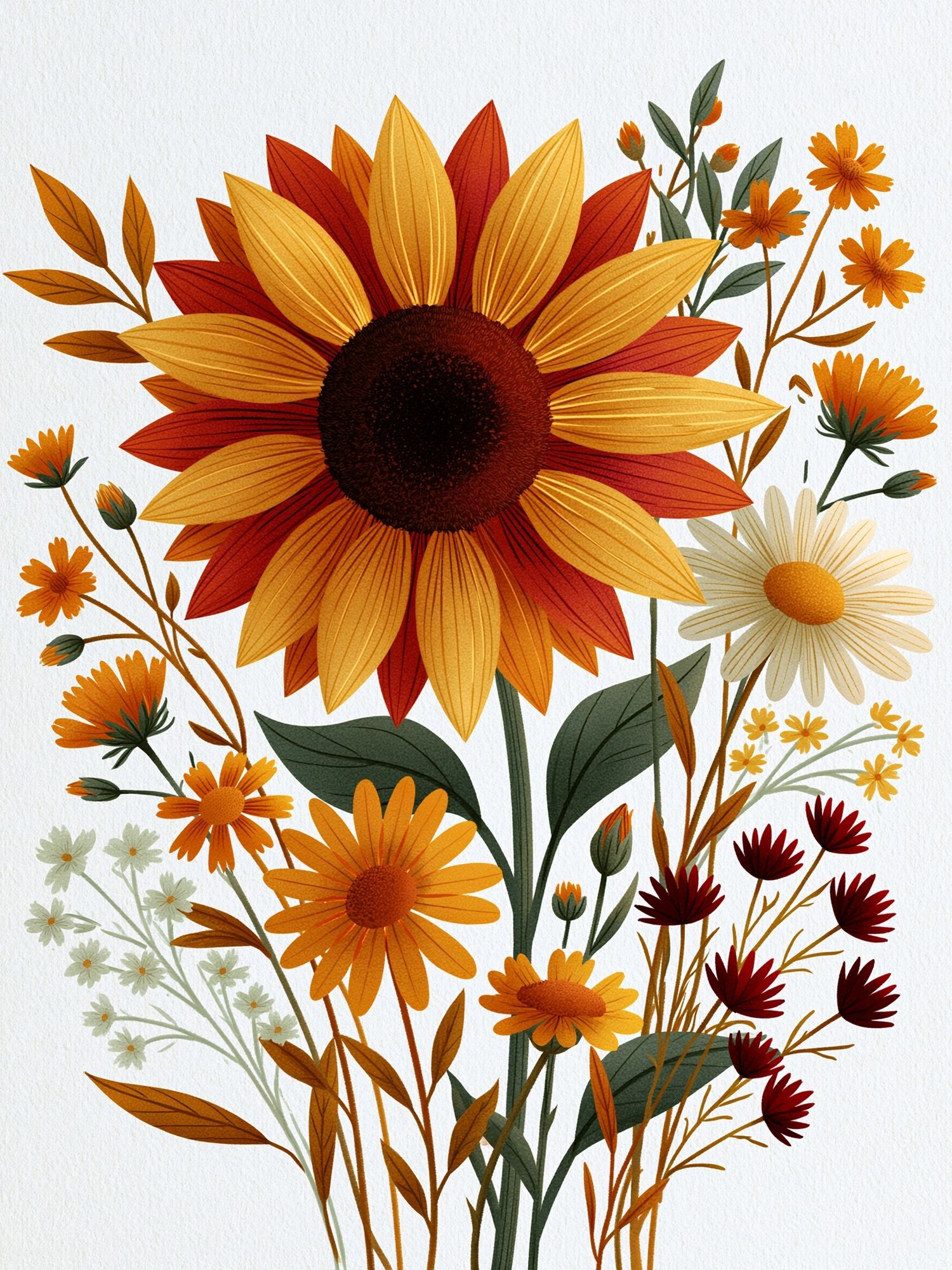 Autumn Wildflower Bouquet Print. poster detail