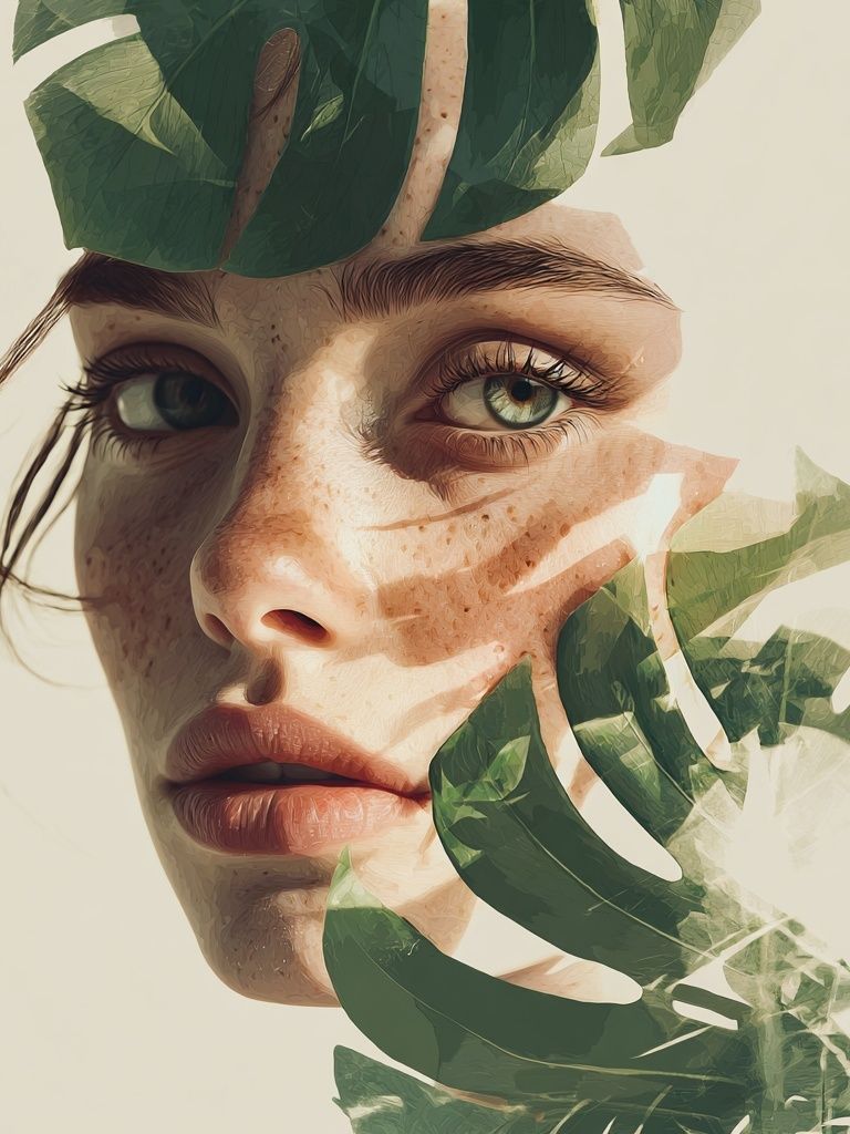 Botanical Face Portrait Print. poster — botanical art