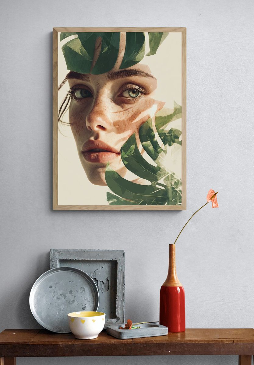 Botanical Face Portrait Print. — room view 3