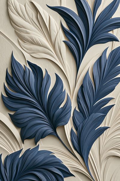 Blue Botanical Relief Poster.