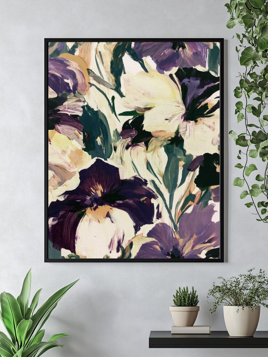 Purple Pansy Floral Print. — room view 4