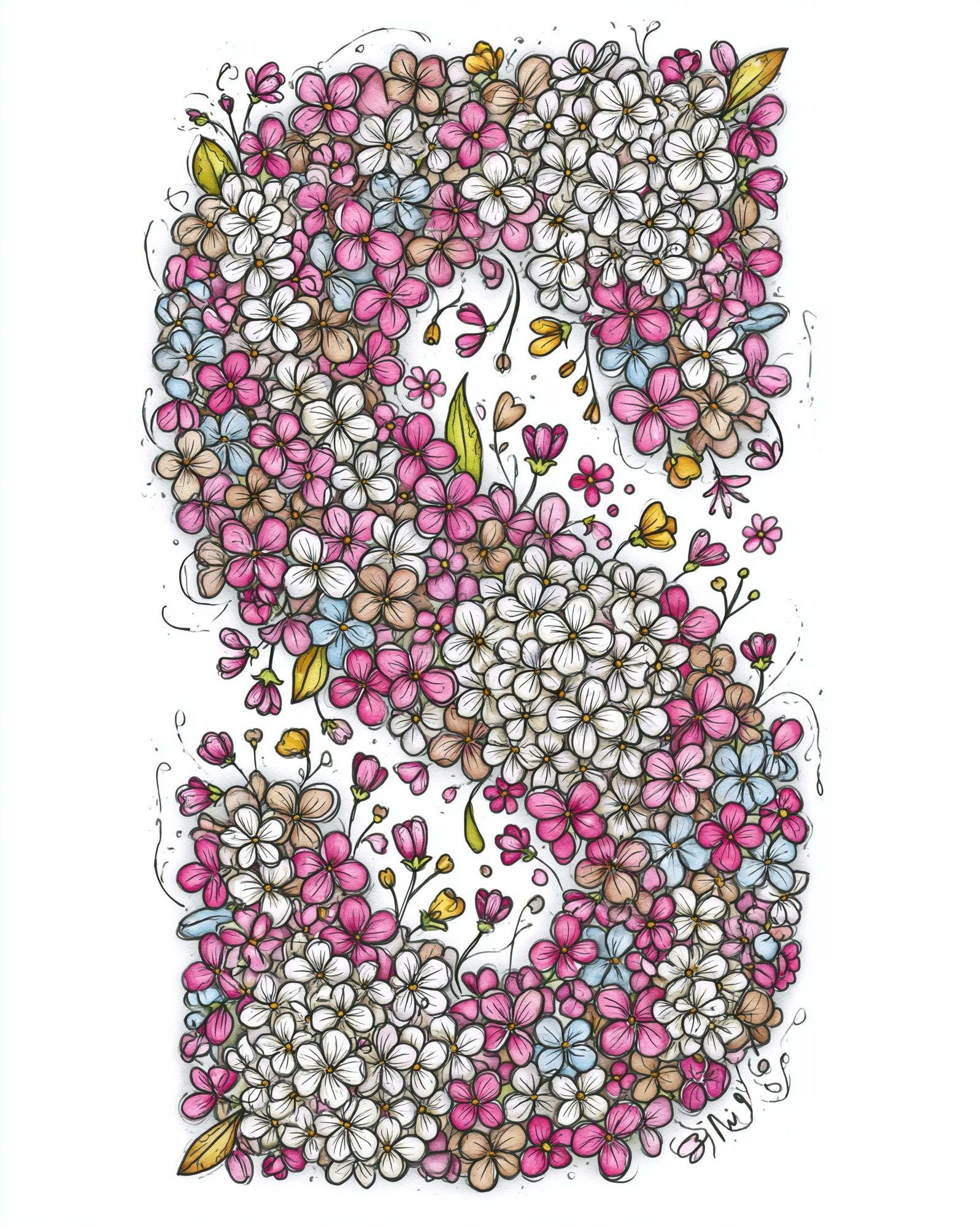 Floral Cascade Illustration Poster. poster detail