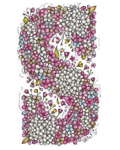 Floral Cascade Illustration Poster. poster
