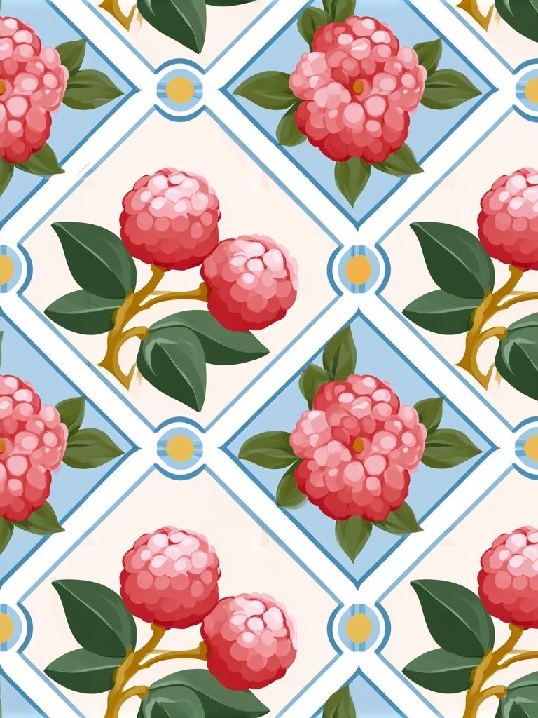 Pink Floral Tile Pattern Poster. poster — botanical art