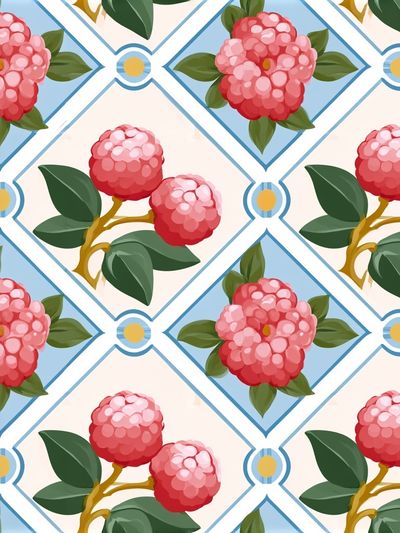 Pink Floral Tile Pattern Poster. poster
