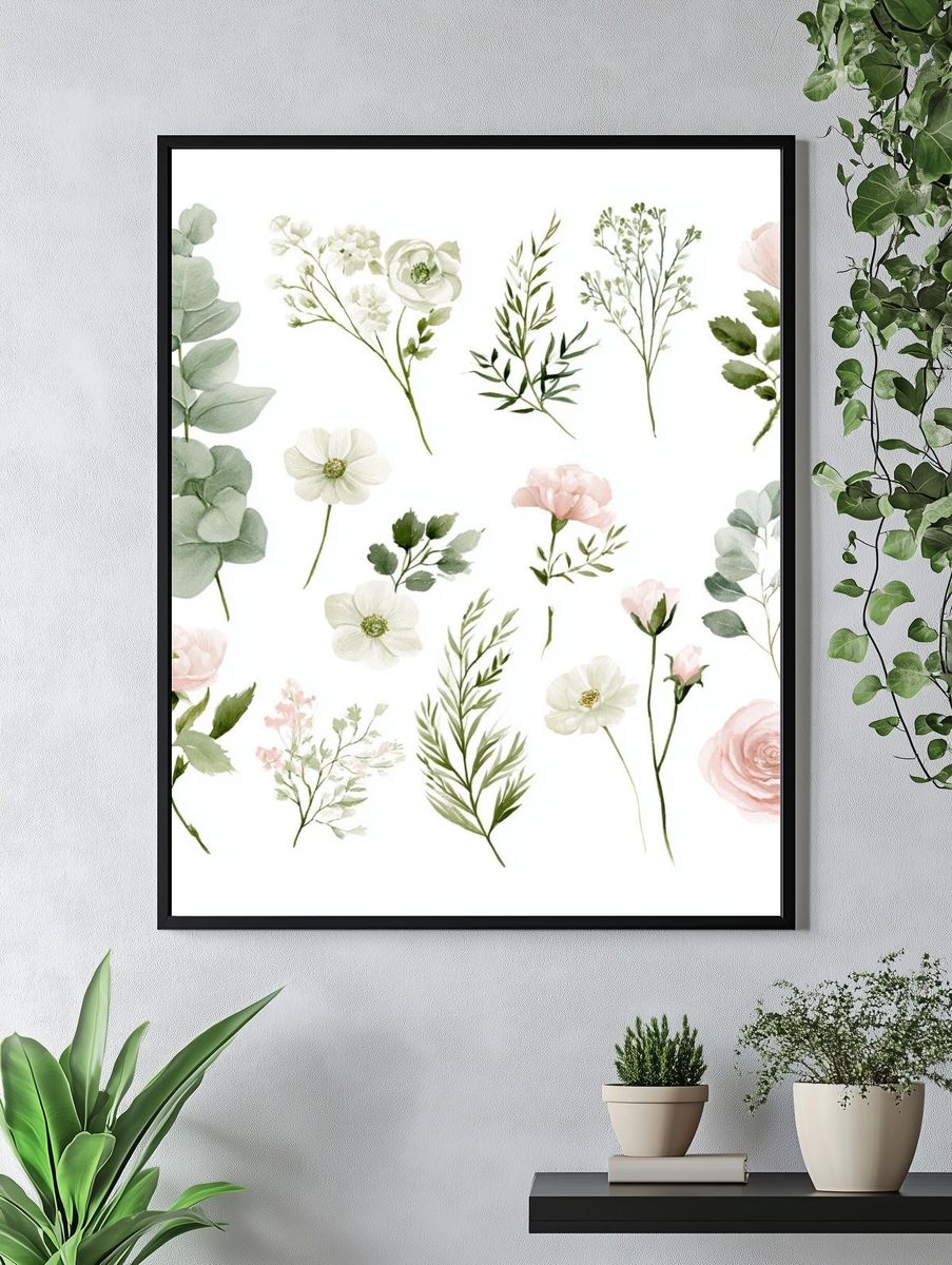 Soft Botanical Bouquet Poster. — room view 4