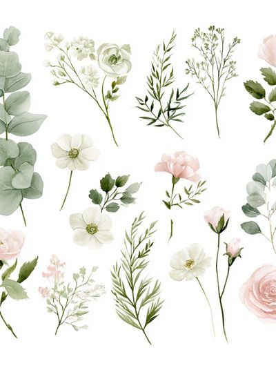 Soft Botanical Bouquet Poster.