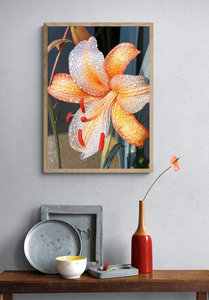 Orange Lily Botanical Print. — room view 3
