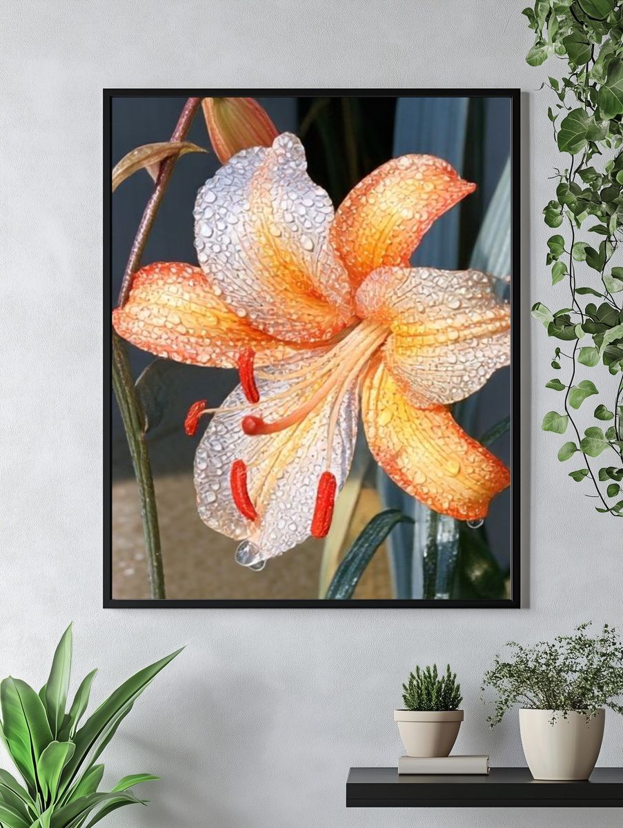 Orange Lily Botanical Print. — room view 4